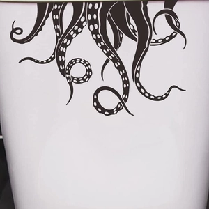 Minimalist cartoon octopus tentacle decorative wall sticker on white bathroom surface