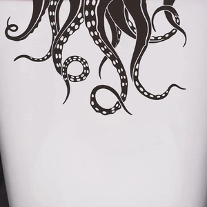 Detailed close-up of octopus tentacle wall sticker with realistic suction cup patterns