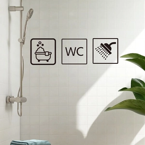 Minimalist PVC Bathroom Toilet Door Stickers Removable Self Adhesive Wall Decal Bathtub Shower WC Icons Sign Home Decor