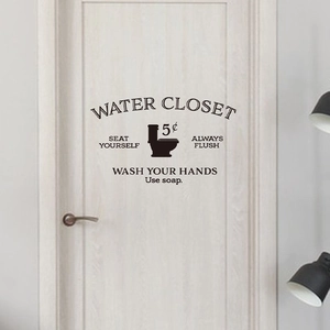 Water Closet Bathroom Rules Wall Sticker Removable PVC Toilet Door Decal Seat Yourself Always Flush Wash Your Hands Sign