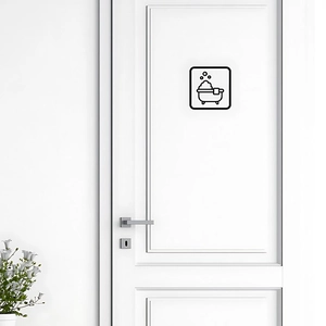 Minimalist black bathtub icon wall sticker for bathroom door decoration