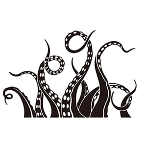 Black octopus tentacle silhouette wall sticker made of removable PVC for bathroom decor