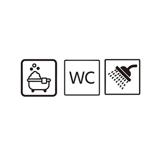 Minimalist black and white PVC adhesive stickers for bathroom doors and WC signage