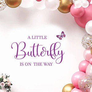Sfondo per baby shower con farfalle e palloncini per decorazioni da parete