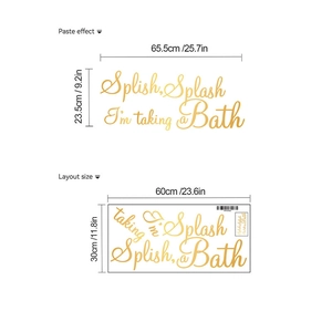 Golden Splish Splash wall sticker layout size 60x30cm and paste effect display for bathroom