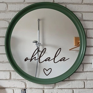 Ohlala script mirror wall sticker with heart design for bathroom home decor