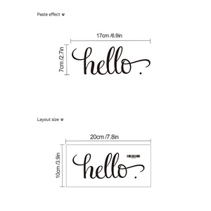 Sticker mural autocollant PVC hello pour porte de salle de bain dimensions 17x7cm