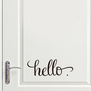 Sticker de porte 'hello.' noir minimaliste pour décoration moderne de salle de bain