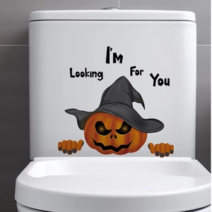 Halloween pumpkin wizard hat toilet sticker with I'm Looking For You text decor