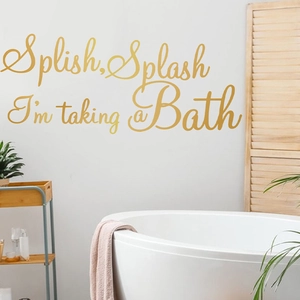 Golden Splish Splash taking a bath wall sticker for modern bathroom bathtub decoration