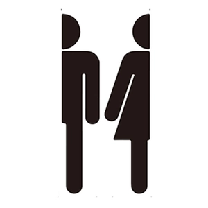 Minimalist black PVC self-adhesive wall sticker with male and female bathroom door icons