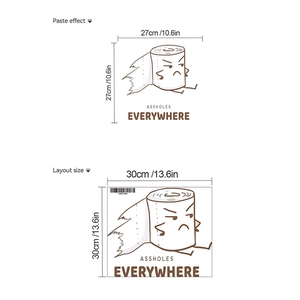 Funny cartoon toilet paper character wall sticker with Ashholes Everywhere text for bathroom