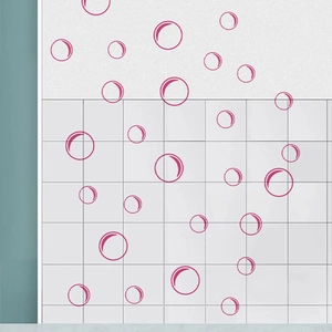 Pink bubble wall stickers for living room and bathroom with waterproof PVC round patterns