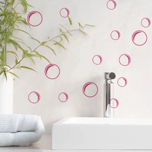 Pink bubble wall stickers decor for living room with modern bathroom interior display
