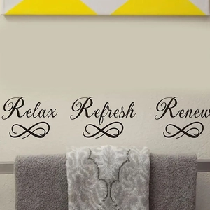 Relax Refresh Renew Wandtattoo mit Unendlichkeitssymbolen für Bad und Wohnbereich