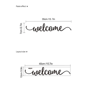 Self-adhesive welcome word wall sticker in black cursive style for home decor
