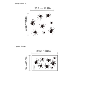 Halloween spider wall sticker set with 9 black spiders for home living room decor