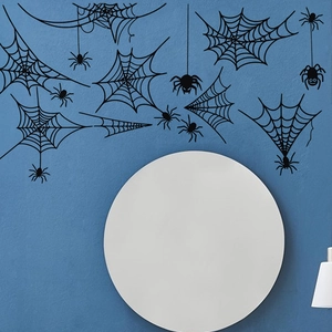 Halloween Spider Web Wall Sticker Removable Black PVC Decal For Haunted House Home Window Party Decoration Horror Wallpaper