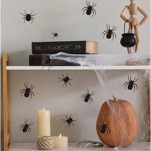 Black spider Halloween wall stickers in various sizes for living room wall decoration
