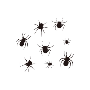 Set of 8 black spider silhouette wall decals for Halloween home decoration