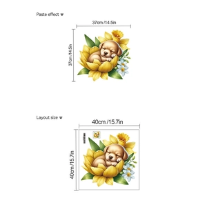 Guida all'applicazione di adesivi murali in PVC con cucciolo che dorme tra i fiori