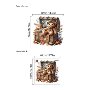 Detail showing layout size and paste effect of a cute Halloween bear wall sticker
