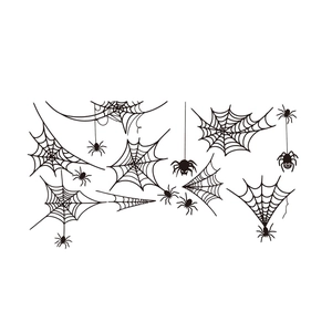Halloween black spider web wall decal set for living room and bathroom decor