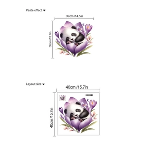 Dettaglio adesivo da parete panda che dorme con dimensioni 37x35cm su sfondo bianco