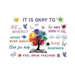 Colorful life tree wall decal with inspirational quotes and butterflies for kids room