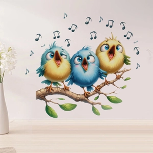 Cartoon Birds Owls Wall Stickers PVC Removable Tree Branch Wall Decals For Kids Room Bedroom Home Decor Self Adhesive