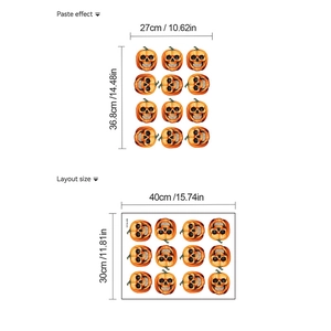 Layout and paste size dimensions of Halloween pumpkin skull PVC removable wall stickers