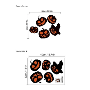 Cartoon Halloween pumpkin wall stickers in orange and black with dimensions 38x29cm