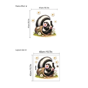 Detailed view of skunk wall sticker with paste effect and layout size specifications