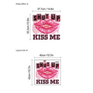 Detail of Kiss Me wall sticker layout size and paste effect on white background