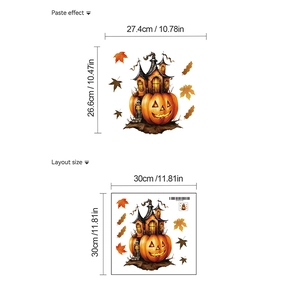 Halloween toilet sticker layout size 30x30cm featuring pumpkin house and autumn leaves