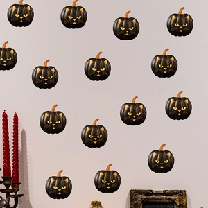Halloween pumpkin and black cat PVC wall stickers set for living room decor