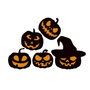 Halloween cartoon pumpkin wall stickers set with witch hat for living room decor