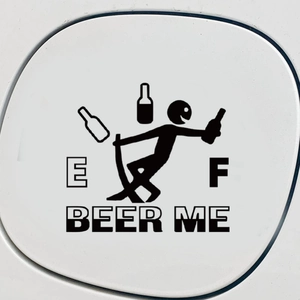 Funny stick figure beer fuel gauge car sticker made of waterproof PVC material