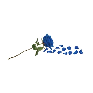 Deep blue rose wall sticker with green stem and petals for bathroom bathtub decoration