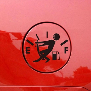 Funny Car Fuel Tank Sticker PVC Waterproof Fuel Gauge Stickman Pulling Needle Decal Beer Me Auto Exterior Decor Decals