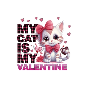 Cartoon white cat Valentine wall sticker with hearts and roses for home decoration