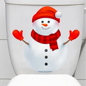 Adesivo per toilette pupazzo di neve di Natale per decorazione festiva del bagno