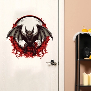 Halloween Wall Stickers Removable PVC Self Adhesive Gothic Bat Black Cat Pumpkin Rose Decals For Home Party Decoration