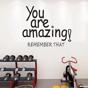 Sticker mural motivant en PVC avec phrases inspirantes pour décor de sport