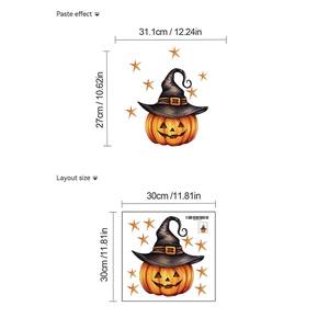 Tabella dettagliata con layout ed effetto adesivo per decalcomania zucca di Halloween