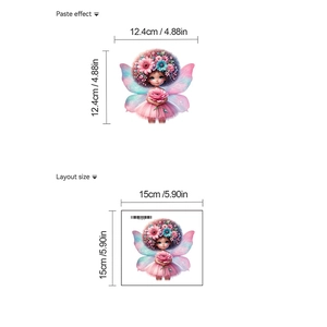 Detail of butterfly fairy wall sticker showing paste effect and 15cm layout size specs