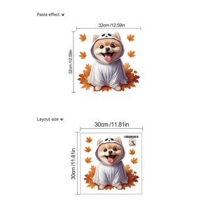 Detail view of Halloween pumpkin dog wall sticker with 30x30cm layout and size dimensions