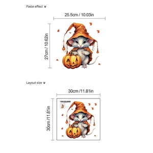 Dimensioni dettagliate dell'adesivo murale Halloween topo e zucca in PVC decorativo