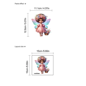 Detail view of fairy DIY heat transfer sticker with layout dimensions and paste effect