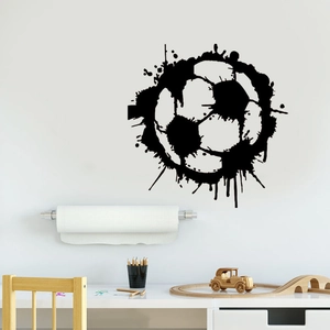 Black ink splatter soccer wall sticker for children's bedroom modern sports decor